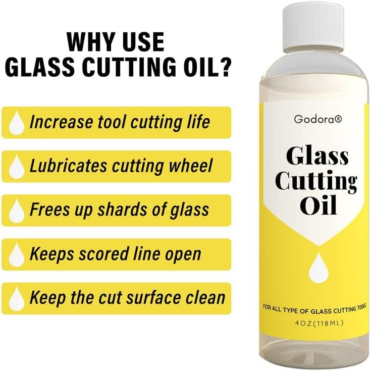 Godora Glass Cutting Oil, Suitable for All Glass Cutting Tools, 4 Ounces Glass Cutter Oil is Used for Cutting Glass, Stained Glass, Glass Bottles, Tiles and Mirrors - Image 3